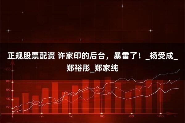 正规股票配资 许家印的后台，暴雷了！_杨受成_郑裕彤_郑家纯